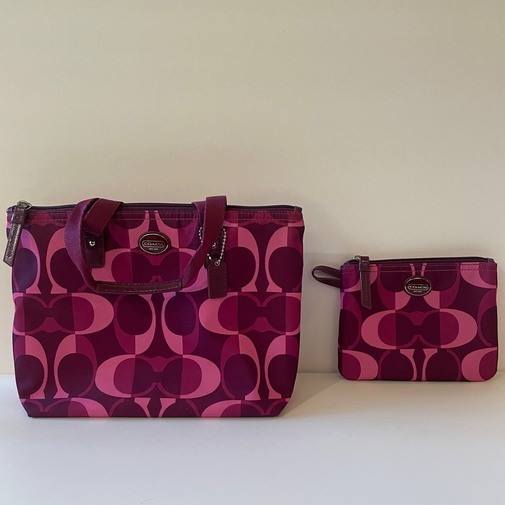 Coach Pink Tote and Pouch Set